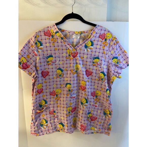 WB tweety bird scrub top hearts large - Picture 1 of 7